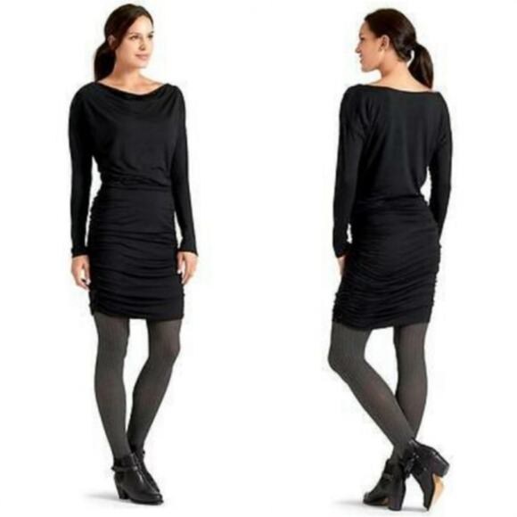 Athleta S Solstice cowl drape neck Dress with ruched hips - Picture 1 of 6